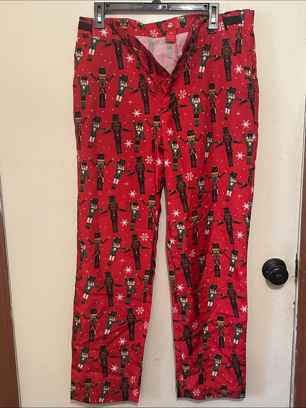 Festive Nutcracker Print Red Holiday Pants